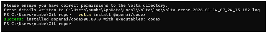 volta install成功